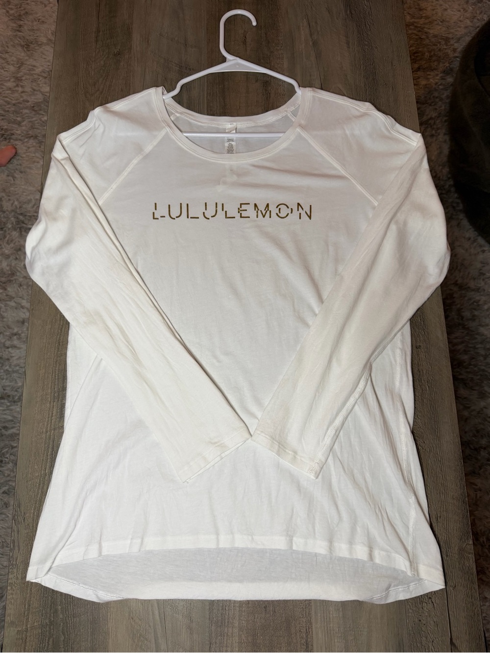 Lululemon Women's Lightweight Long Sleeve Crew - White & Gold✨